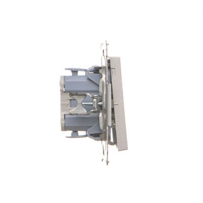 Simon 55 Łącznik dwubiegunowy z podświetleniem LED szybkozłączka Aluminium mat TW2L.01/143 KONTAKT (TW2L.01/143)