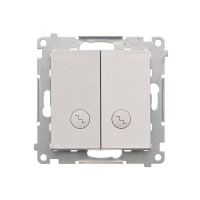 Simon 55 Łącznik schodowy podwójny z podświetleniem – osobne podświetlenie dla każdego klawisza szybkozłączka Aluminium mat TW6/2L2.01/143 KONTAKT (TW6/2L2.01/143)