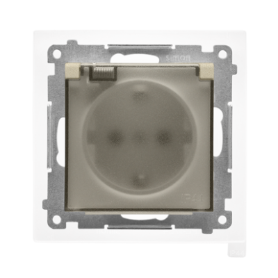Simon 55 Gniazdo Schuko do wersji IP44 z przesłonami z uszczelką ramki szybkozłączka Klapka transparentna Szampański mat TGSZ1BCZ.01/144A KONTAKT (TGSZ1BCZ.01/144A)