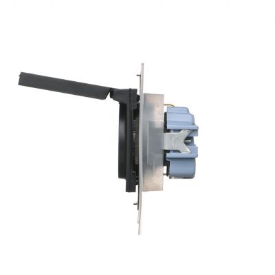 Simon 55 Gniazdo Schuko do wersji IP44 z przesłonami z uszczelką ramki szybkozłączka Klapka W kolorze pokrywy Czarny mat TGSZ1BCZ.01/149 KONTAKT (TGSZ1BCZ.01/149)