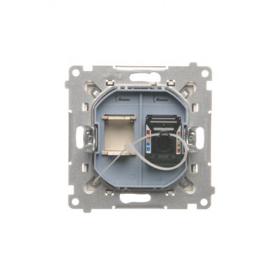 Simon 55 Gniazdo komputerowe pojedyncze RJ45 kategoria 6 z przesłoną przeciwkurzową Szampański mat T61.01/144 KONTAKT (T61.01/144)