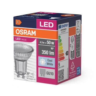 Żarówka LED VALUE PAR16 50 36st 3,6W/840 GU10 4058075055155 LEDVANCE (4058075055155)