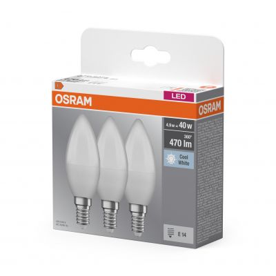 Żarówka LED /3szt./ Świeczka E14 4,9W=40W 470lm neutralna biel 180st OSRAM (4058075429680)