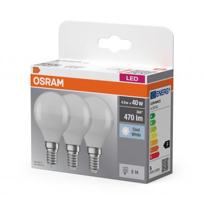 Żarówka LED /3szt./ Kulka E14 4,9W=40W 470lm 4000K neutralna biel OSRAM (4058075429727)