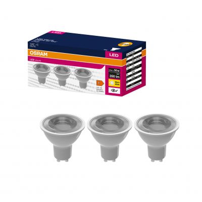 Żarówka LED /3szt./ Reflektor GU10 4,5W=35W 350lm 2700K ciepła biel 120st OSRAM (4058075497535)