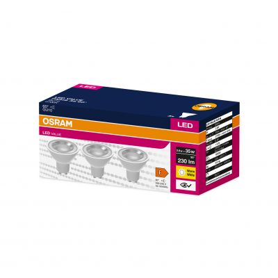 Żarówka LED /3szt./ Reflektor GU10 2,8W=35W 230lm 2700K ciepła biel 60st OSRAM (4058075600034)