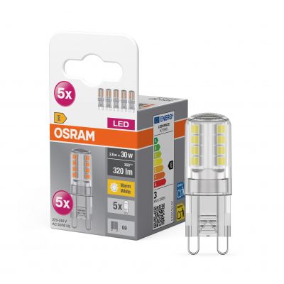 Żarówka LED /5szt./ Kapsułka G9 2,6W=30W 320lm 2700K ciepła biel OSRAM (4058075758063)