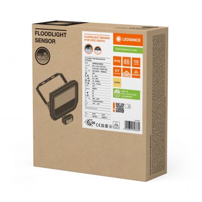 Naświetlacz LED z czujnikiem ruchu FLOODLIGHT sensor PFM G4 27W41W IP65 3000K 133lm/W czarny LEDVANCE (4099854306860)