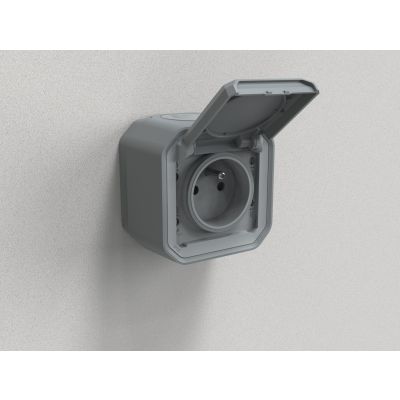 PLEXO Gniazdo hermetyczne natynkowe IP55 KOMPLET zaciski automatyczne szary 069731L LEGRAND (069731L)