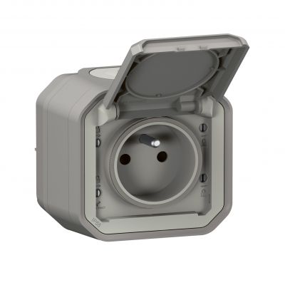 PLEXO Gniazdo hermetyczne natynkowe IP55 KOMPLET zaciski automatyczne szary 069731L LEGRAND (069731L)