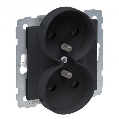 SUNO Gniazdo podwójne 2x2P+Z 16A czarne 721491 LEGRAND (721491)