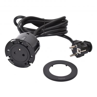 Incara Gniazdo Meblowe Disq 60 2P+Z 2,0 M Czarny 654721 LEGRAND (654721)