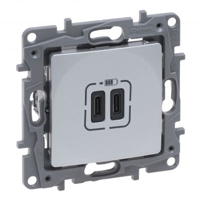 Niloe Selection - Gniazdo 2Xusb Typ C+C - 3A Aluminium 762195 LEGRAND (762195)