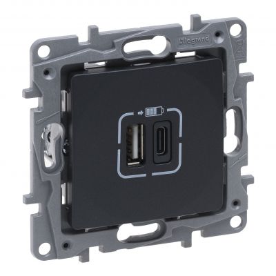 Niloe Selection - Gniazdo 2Xusb Typ A+C - 3A Antracyt 762297 LEGRAND (762297)