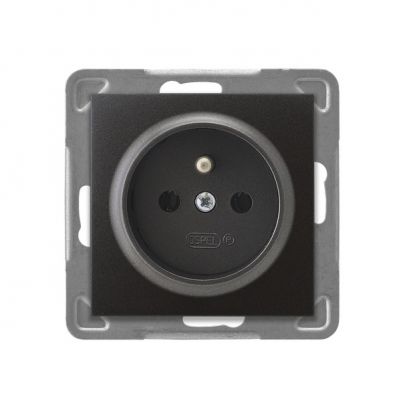 IMPRESJA Gniazdo pojedyncze z uziemieniem kolor antracyt GP-1YZ/m/50 OSPEL (GP-1YZ/m/50)