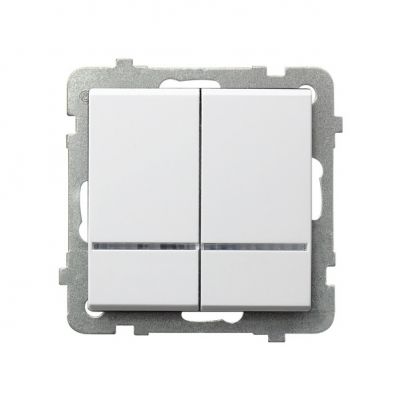 SONATA Łącznik podwójny świecznikowy z podświetleniem pomarańczowym kolor biały ŁP-2RS/m/00 OSPEL (ŁP-2RS/m/00)