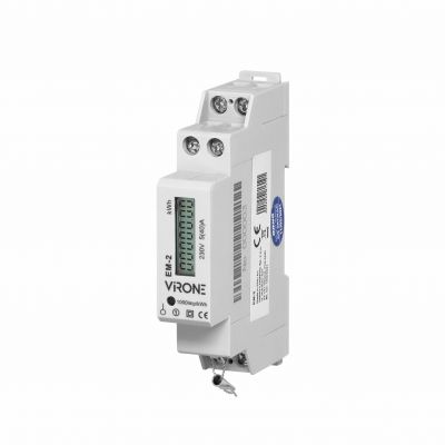 1-fazowy wskaźnik zużycia energii elektrycznej, 40A, wyjście impulsowe, 1 moduł, DIN TH-35mm EM-2 ORNO (EM-2)