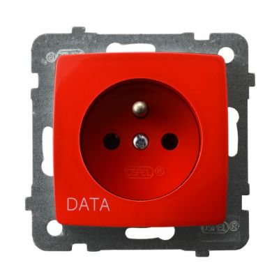 KARO Gniazdo pojedyncze z uziemieniem DATA kolor czerwony GP-1SZD/m/00 OSPEL (GP-1SZD/m/00)