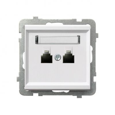SONATA Gniazdo telefoniczne podwójne równoległe kolor biały GPT-2RR/m/00 OSPEL (GPT-2RR/m/00)