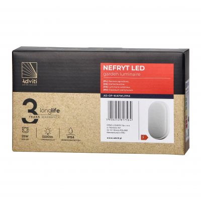 NEFRYT LED 15W, oprawa ogrodowa, 1100lm, IP54, 4000K, biała AD-OP-6147WLPM4 ORNO (AD-OP-6147WLPM4)