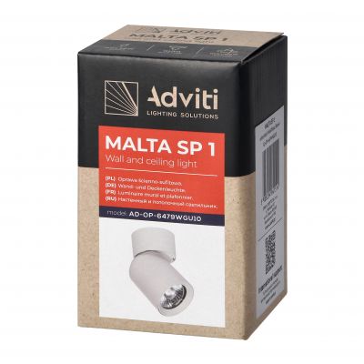 Oprawa ścienno-sufitowa MALTA SP 1 GU10 max. 12W IP20 biała ORNO (AD-OP-6479WGU10)