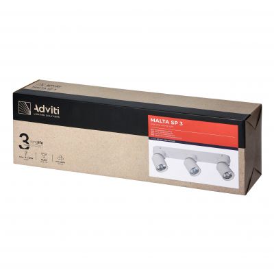 Oprawa ścienno-sufitowa MALTA SP 3 GU10 max. 3x12W IP20 czarna ADVITI ORNO (AD-OP-6482BGU10)