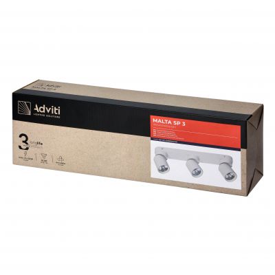 Oprawa ścienno-sufitowa MALTA SP 3 GU10 max. 3x12W IP20 biała ADVITI ORNO (AD-OP-6482WGU10)