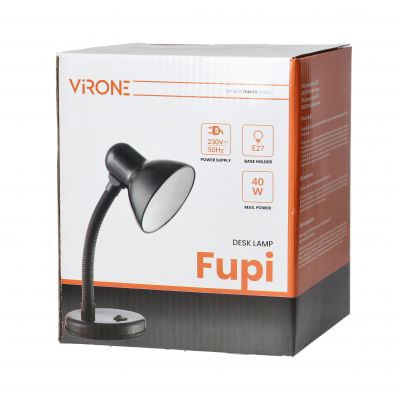 FUPI, lampa biurkowa, 40W, E27, stal + tworzywo, czarna DL-4/B ORNO (DL-4/B)