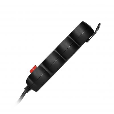 Przedłużacz 3-krotny 2P+Z z wyłącznikiem 5m H05VV-F 3x1,5mm2 Imax=16A płaska wtyczka, czarny ES-5/B/5 ORNO (ES-5/B/5)