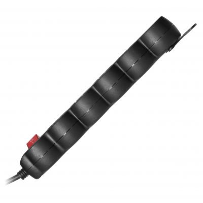 Przedłużacz 5-krotny 2P+Z z wyłącznikiem 3m H05VV-F 3x1,5mm2 Imax=16A płaska wtyczka czarny ORNO (ES-7/B/3)