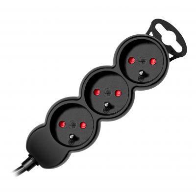 Przedłużacz potrójny listwa zasilająca 3 gniazda Kabel 1,4m czarny ORNO (ES-8/B/1,4)