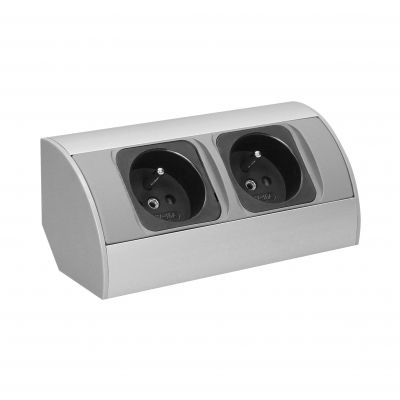 Gniazdo meblowe bez wyłącznika, 2x2P+Z, srebrne OR-AE-1303/G ORNO (OR-AE-1303/G)