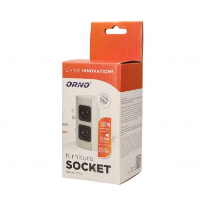 Gniazdo meblowe bez wyłącznika, 2x2P+Z, srebrne, wersja schuko OR-AE-1303/G(GS) ORNO (OR-AE-1303/G(GS))