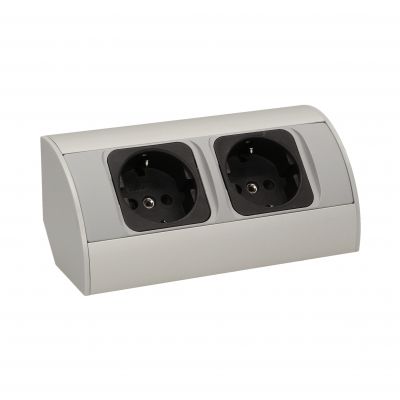 Gniazdo meblowe bez wyłącznika, 2x2P+Z, srebrne, wersja schuko OR-AE-1303/G(GS) ORNO (OR-AE-1303/G(GS))