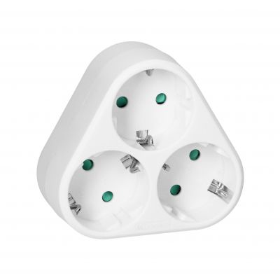 Rozgałęźnik trójkątny 3x2P+Z (Schuko), biały OR-AE-13178(GS) ORNO (OR-AE-13178(GS))