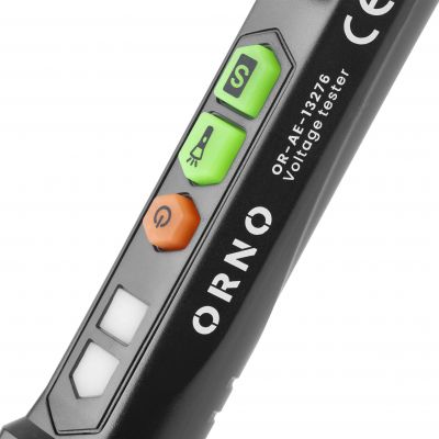 Indukcyjny tester napięcia, 12-1000 V AC/DC, latarka, czarny OR-AE-13276 ORNO (OR-AE-13276)