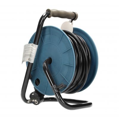 Przedłużacz bębnowy MINI, 4 gniazda 2P+Z (Schuko), metalowy stojak, polwinit H05VV-F 3x1mm2 , długość15m, szary OR-AE-1339/G(GS) ORNO (OR-AE-1339/G(GS))
