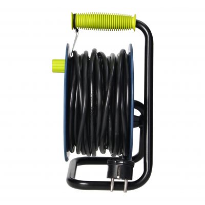 Przedłużacz bębnowy MINI, 4 gniazda 2P+Z, metalowy stojak, polwinit H05VV-F 3x1mm2 , długość 15m, limonkowy OR-AE-1339/L ORNO (OR-AE-1339/L)