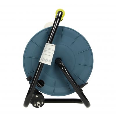 Przedłużacz bębnowy MINI, 4 gniazda 2P+Z (Schuko), metalowy stojak, polwinit H05VV-F 3x1mm2 , długość 15m, limonkowy OR-AE-1339/L(GS) ORNO (OR-AE-1339/L(GS))
