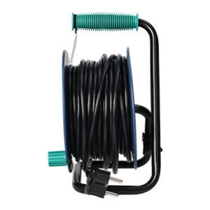 Przedłużacz bębnowy MINI, 4 gniazda 2P+Z, metalowy stojak, polwinit H05VV-F 3x1mm2 , długość 15m, turkusowy OR-AE-1339/T ORNO (OR-AE-1339/T)