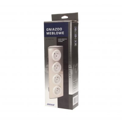 Gniazdo meblowe kuchenne 4x2P+Z, montaż na rzepy, INOX OR-AE-1340 ORNO (OR-AE-1340)