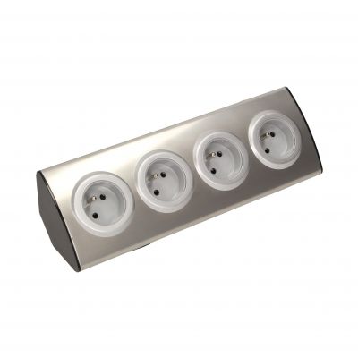 Gniazdo meblowe kuchenne 4x2P+Z, montaż na rzepy, INOX OR-AE-1340 ORNO (OR-AE-1340)