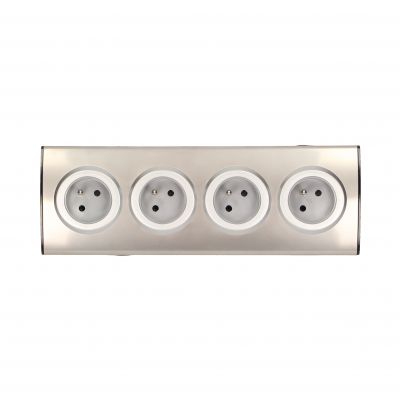 Gniazdo meblowe kuchenne 4x2P+Z, montaż na rzepy, INOX OR-AE-1340 ORNO (OR-AE-1340)