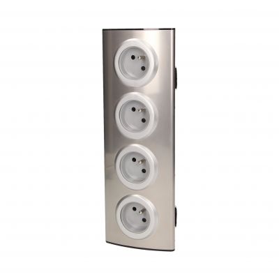 Gniazdo meblowe kuchenne 4x2P+Z, montaż na rzepy, INOX OR-AE-1340 ORNO (OR-AE-1340)
