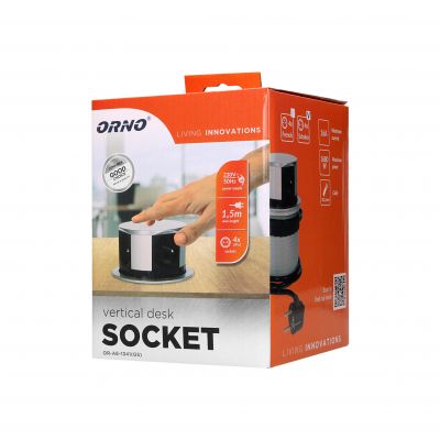 Gniazdo meblowe O10cm wysuwane z blatu z przewodem 1,5m, 4x2P+Z, wersja schuko OR-AE-1341(GS) ORNO (OR-AE-1341(GS))