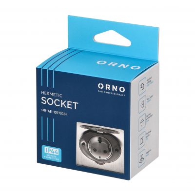 Hermetyczne gniazdo elektryczne, IP44 stal nierdzewna, wersja Schuko OR-AE-1397(GS) ORNO (OR-AE-1397(GS))