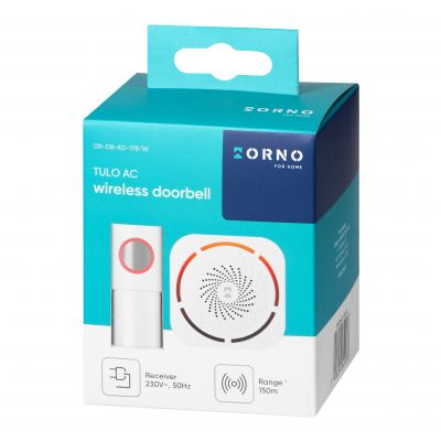 Dzwonek bezprzewodowy do drzwi furtki 230V wodoodporny IP44 150 m ORNO (OR-DB-KD-178/W)