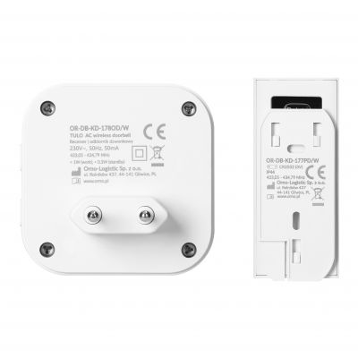 Dzwonek bezprzewodowy do drzwi furtki 230V wodoodporny IP44 150 m ORNO (OR-DB-KD-178/W)