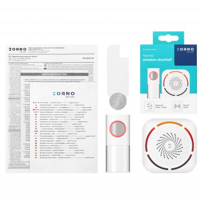 Dzwonek bezprzewodowy do drzwi furtki 230V wodoodporny IP44 150 m ORNO (OR-DB-KD-178/W)