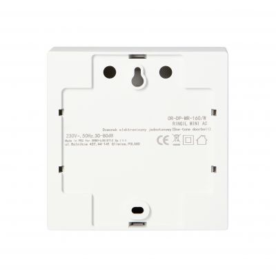 Dzwonek elektroniczny jednotonowy RINGIL MINI AC, 230V, biały OR-DP-MR-160/W ORNO (OR-DP-MR-160/W)